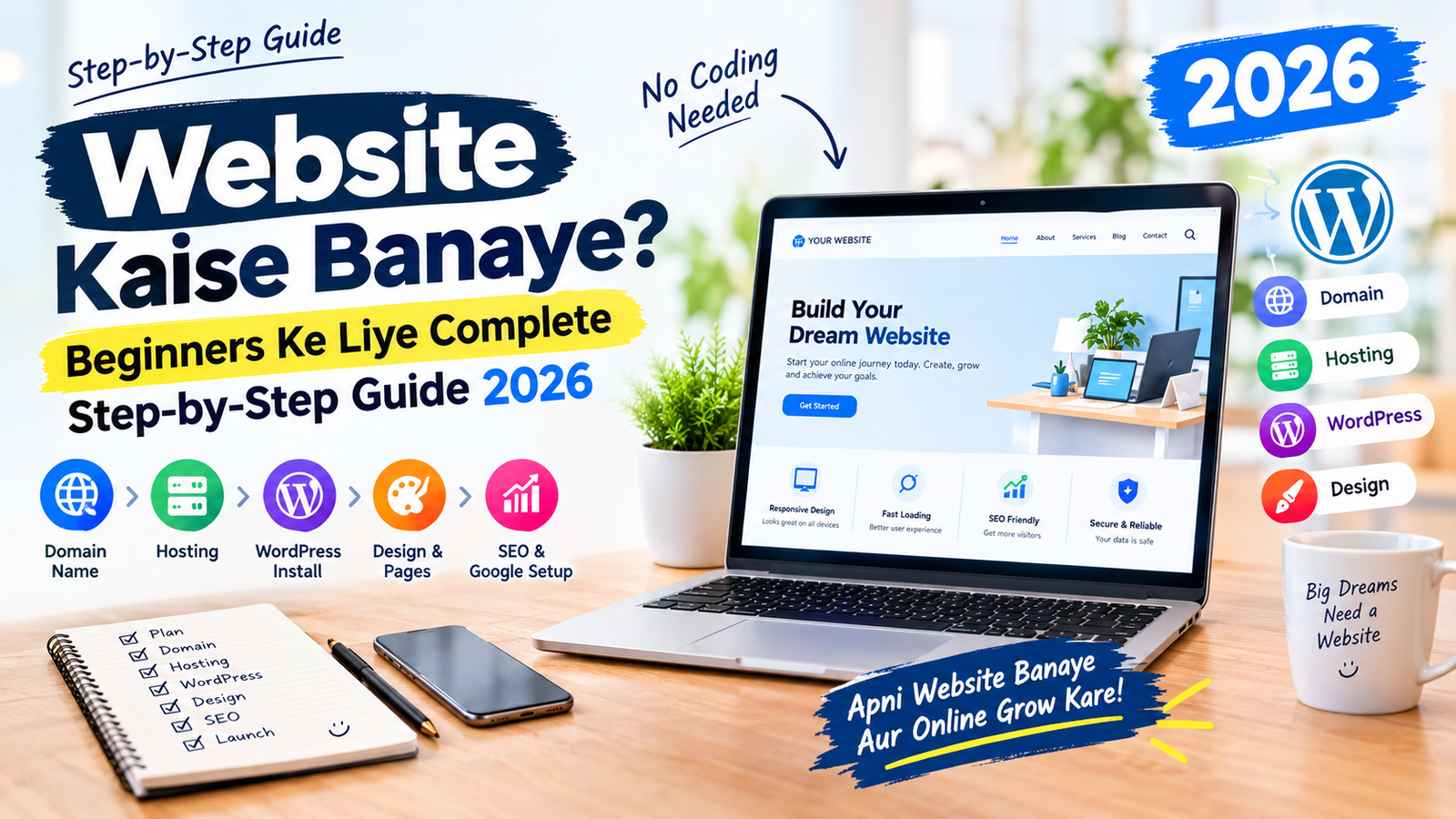 Website Kaise Banaye complete beginner guide 2026